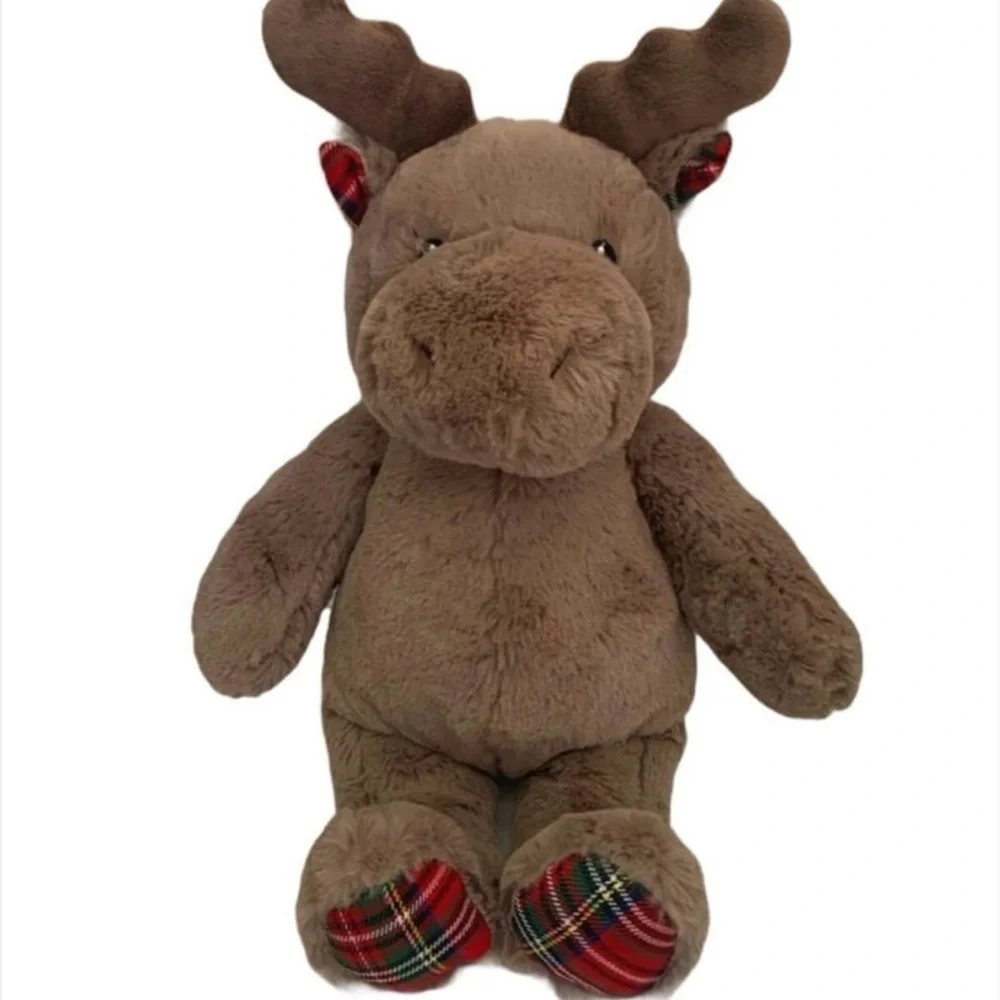 Cloud B Plush Brown Moose Holiday Plaid Soft Stuffed Dreamy Hugginz